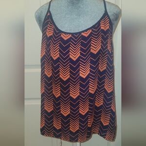 Chevron Patterned Orange and Blue Women's Top